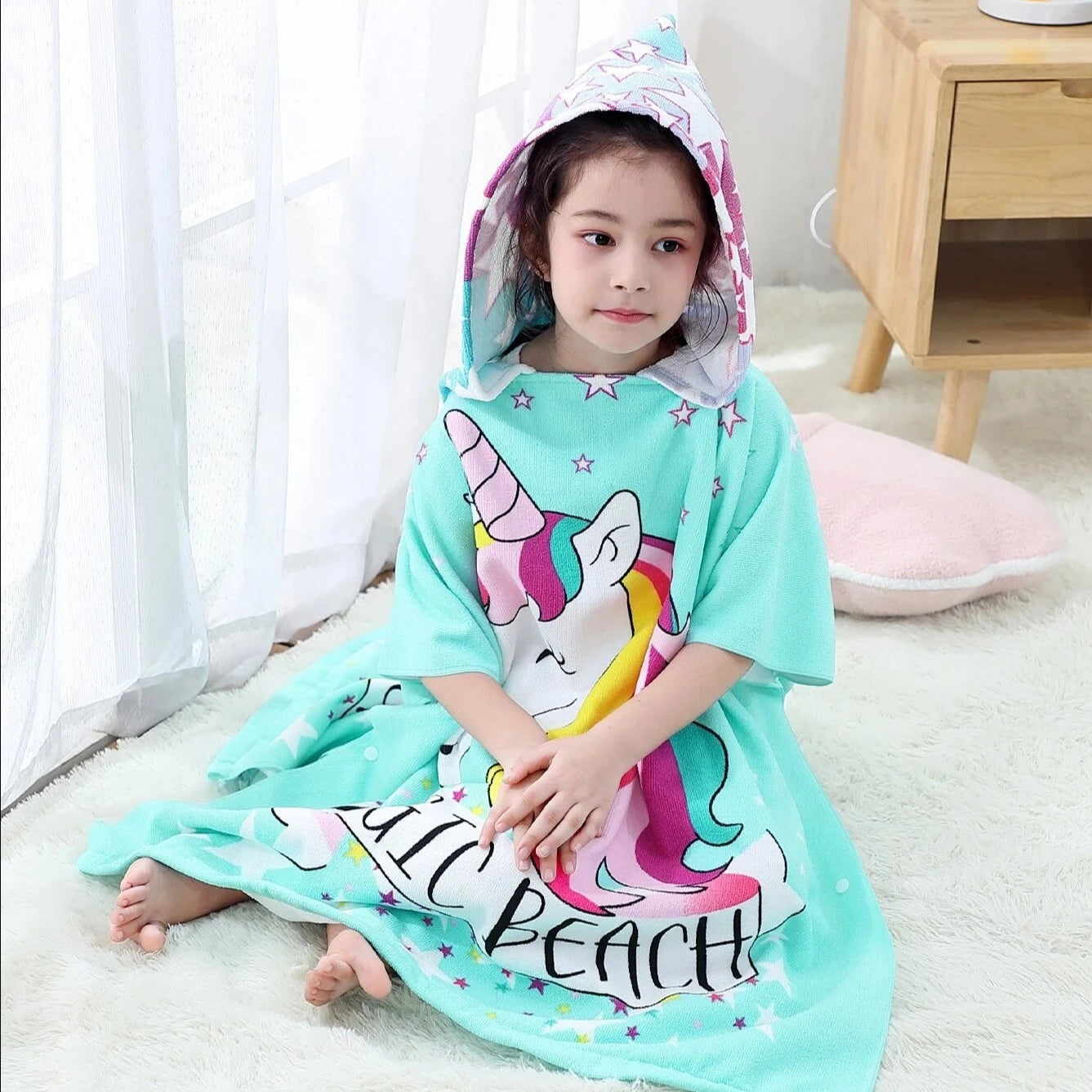 Ponczo kąpielowe z jednorożcem