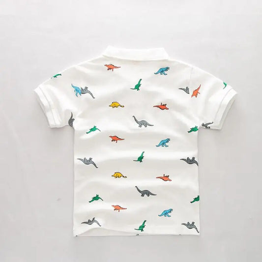 Koszulka polo dla chłopca w kolorowe dinozaury Koszulka polo dla chłopca w kolorowe dinozaury