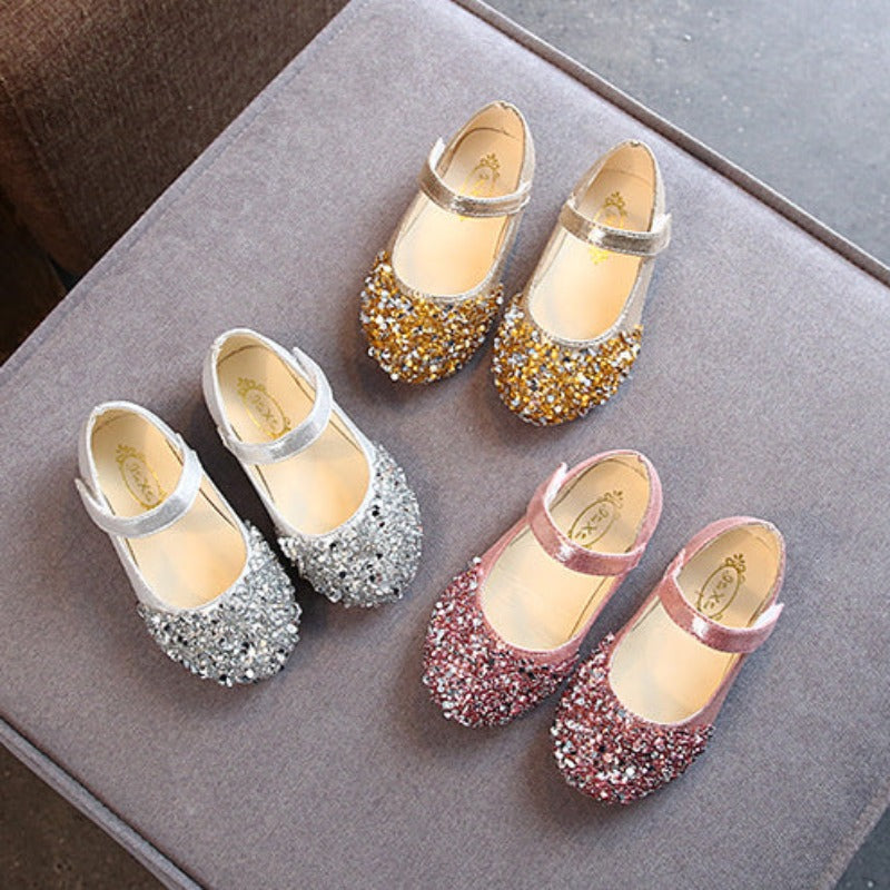 Buty dla dziecka dziewczęce balerinki brokatowe