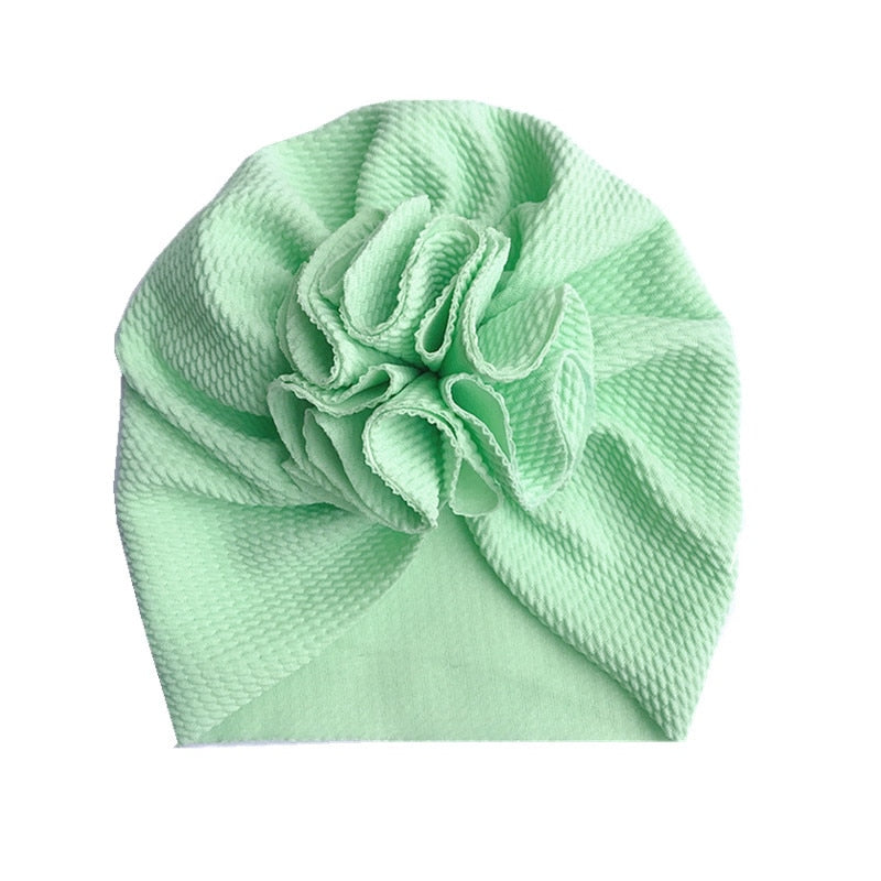 Czapka turban z kokardką dla niemowlaka w jednolitym kolorze na jesień - Miziu.pl