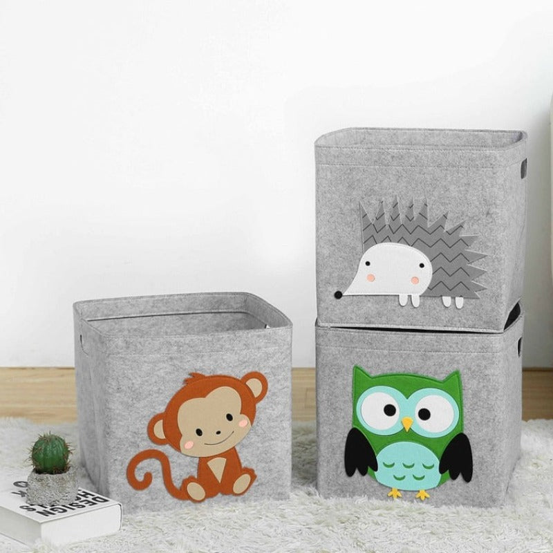 Składane pudełko kwadratowe na zabawki w szarym kolorze