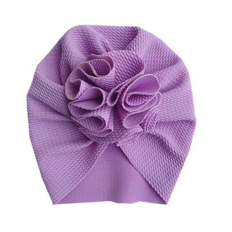 Czapka turban z kokardką dla niemowlaka w jednolitym kolorze na jesień - Miziu.pl
