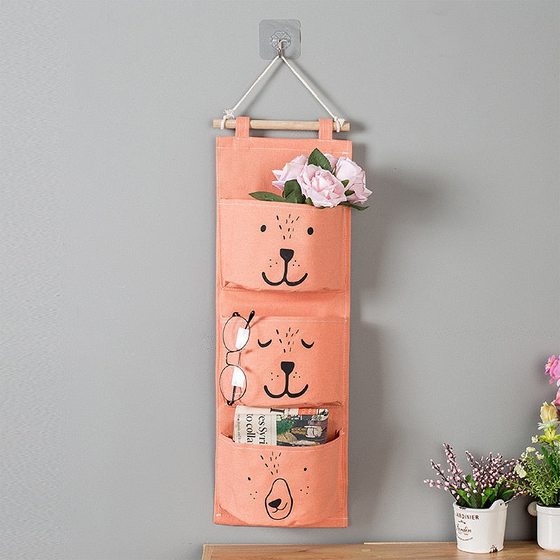 Wiszący organizator do przechowywania z kieszonkami Różowy