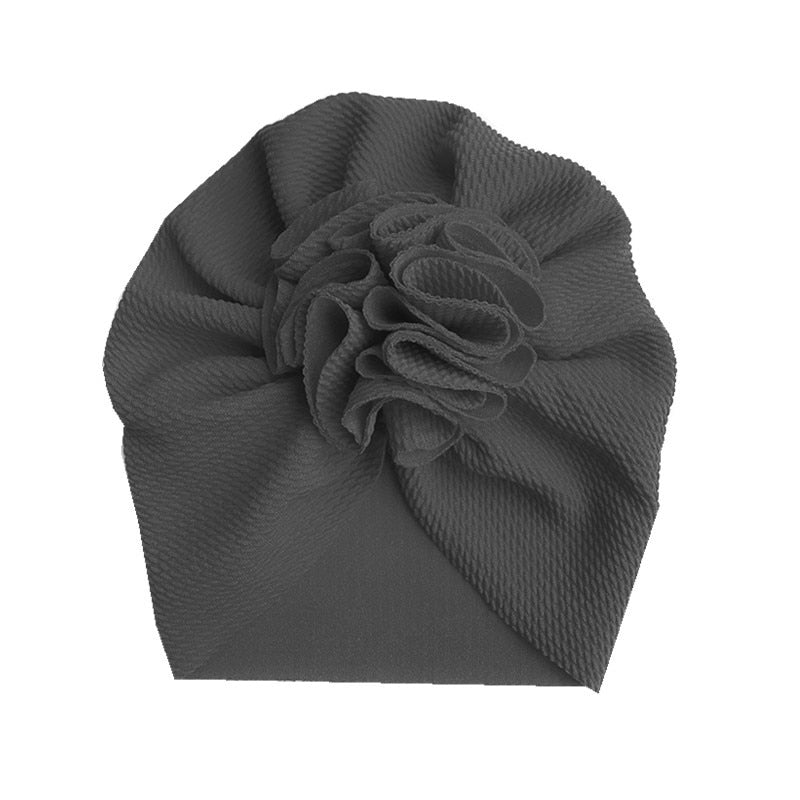 Czapka turban z kokardką dla niemowlaka w jednolitym kolorze na jesień - Miziu.pl