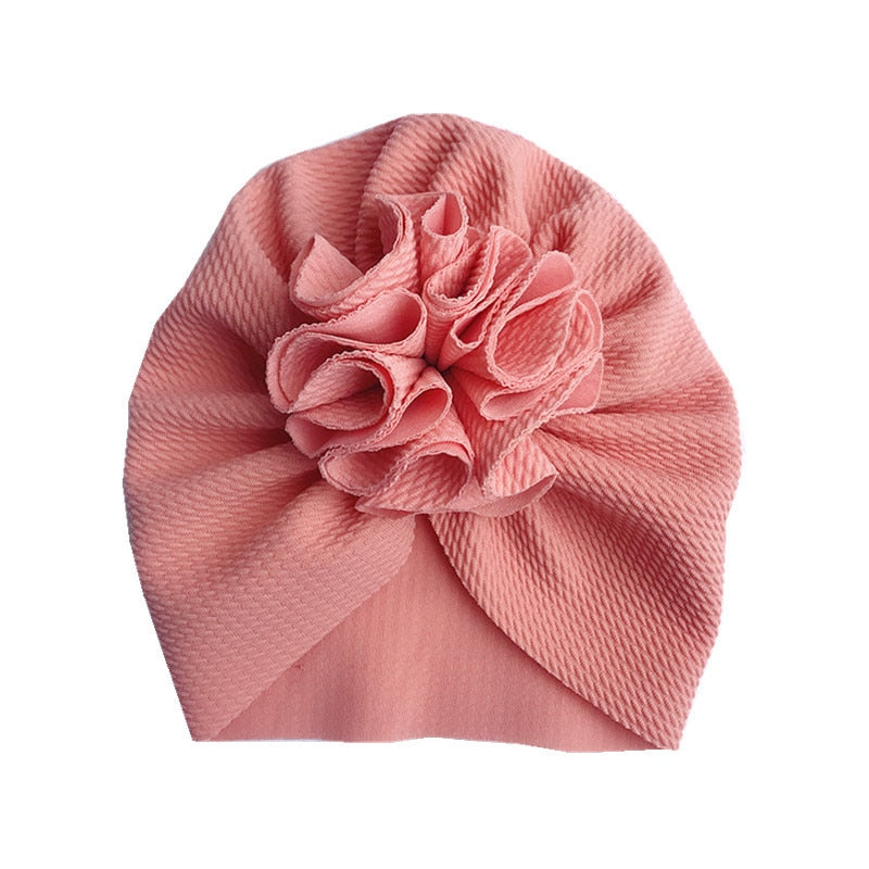 Czapka turban z kokardką dla niemowlaka w jednolitym kolorze na jesień - Miziu.pl
