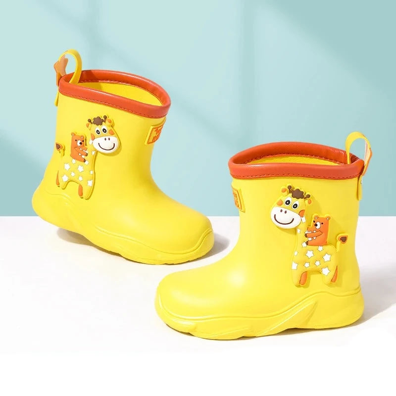 Żółte kalosze dziecięce z żyrafą Żółty z żyrafą