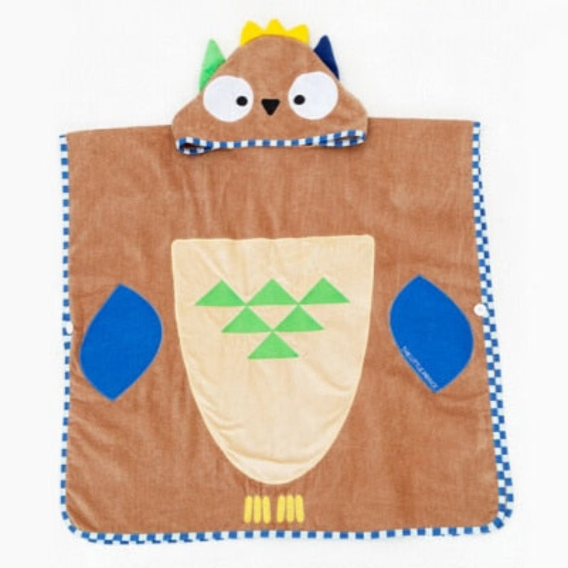 Ponczo kąpielowe, ręcznik dla dziecka z kapturem z motywem zwierzątka Brązowy