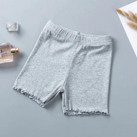 Szorty dziewczęce legginsy z falowanym wykończeniem Szorty dziewczęce legginsy z falowanym wykończeniem
