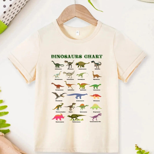 Koszulka chłopięca z krótkim rękawem i dinozaurami Koszulka chłopięca z krótkim rękawem i dinozaurami Beżowy