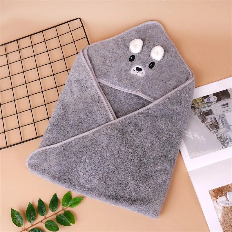 Ponczo kąpielowe ze słodkim zwierzątkiem na kapturze Szary Uniwersalny