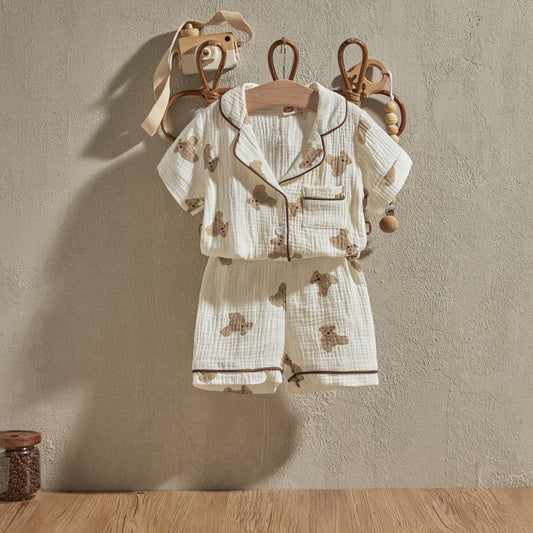 Piżamka dla chłopca komplet krótki Piżamka dla chłopca komplet krótki Beżowy