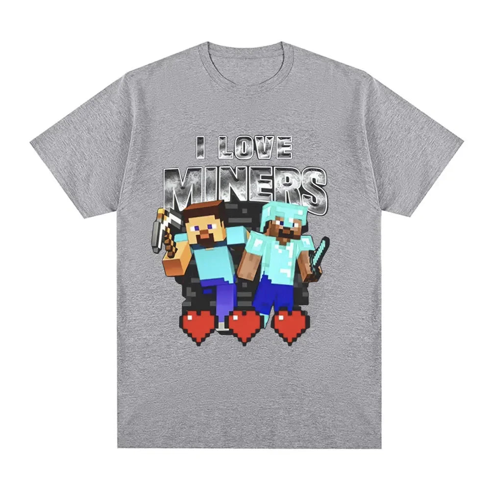 Koszulka Minecraft I Love Miners Szary