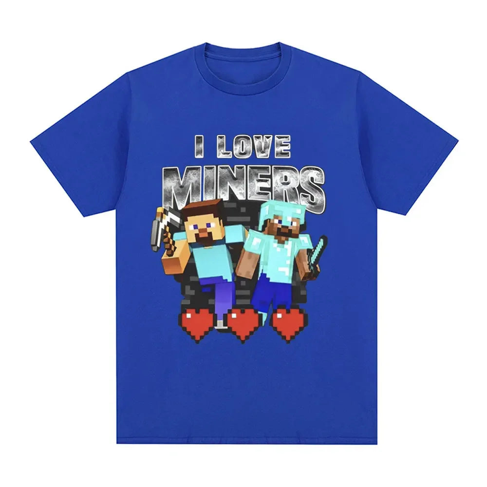 Koszulka Minecraft I Love Miners Niebieski