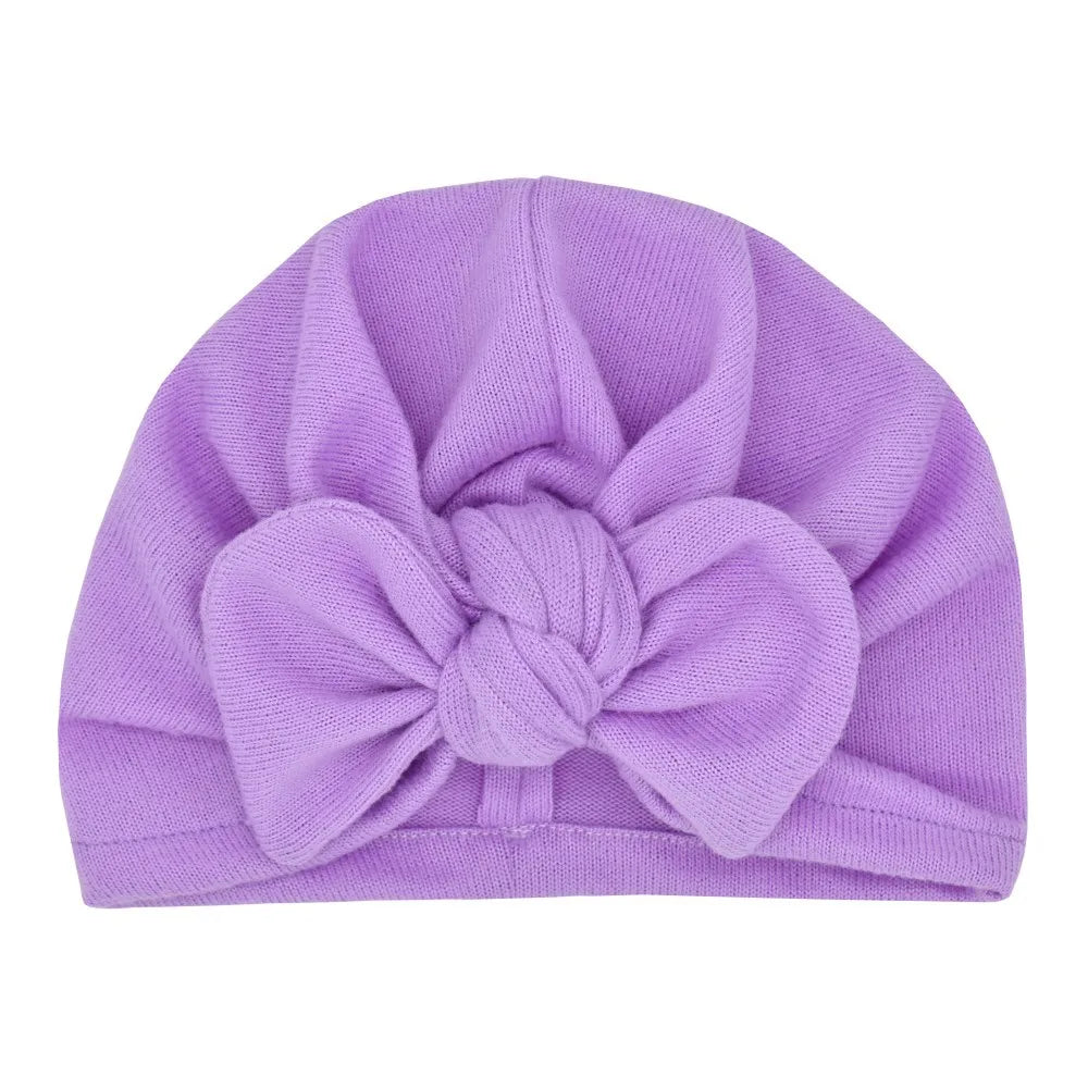 Czapeczka niemowlęca turban z kokardką Fioletowy Uniwersalny
