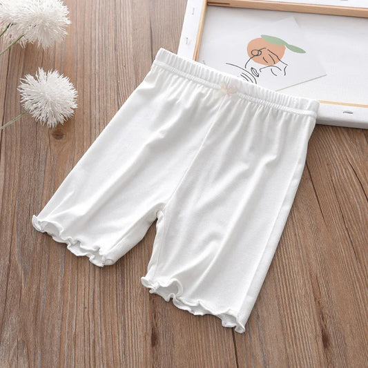 Szorty dziewczęce legginsy z kokardką i falowanym wykończeniem Szorty dziewczęce legginsy z kokardką i falowanym wykończeniem