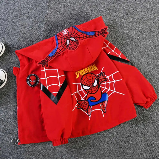 Kurtka chłopięca z kapturem i motywem Spidermana Kurtka chłopięca z kapturem i motywem Spidermana Czerwony