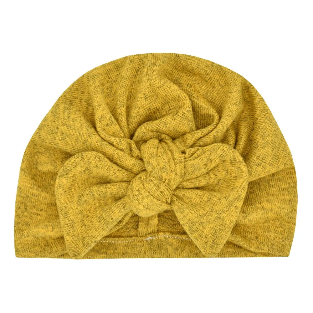 Czapeczka niemowlęca turban z kokardką Żółty Uniwersalny