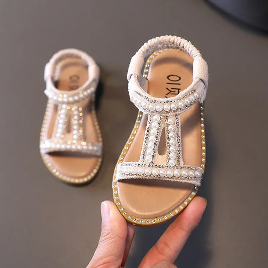 Buty dziewczęce sandałki z perełkami Buty dziewczęce sandałki z perełkami Beżowy