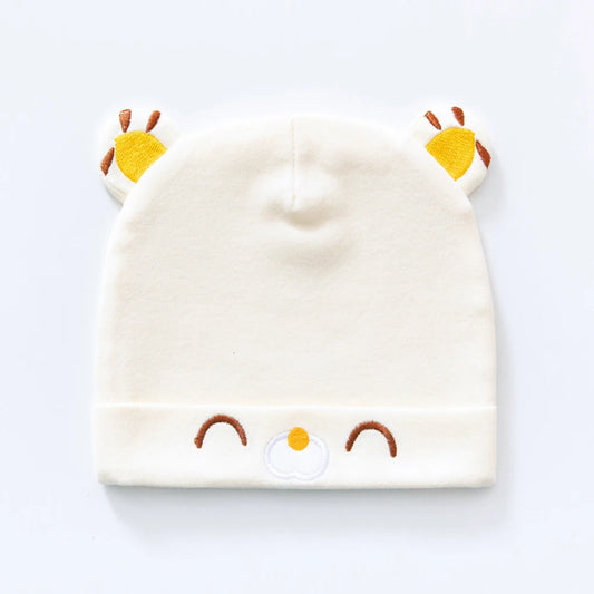 Bawełniana czapka niemowlęca z uszkami misia Bawełniana czapka niemowlęca z uszkami misia