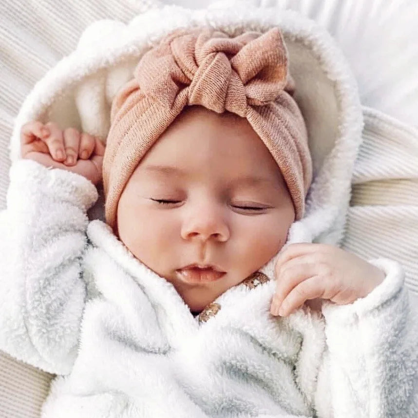 Czapeczka niemowlęca turban z kokardką