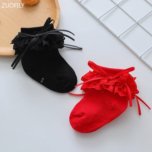 Skarpetki niemowlęce dla dziewczynki z falbanką Skarpetki niemowlęce dla dziewczynki z falbanką