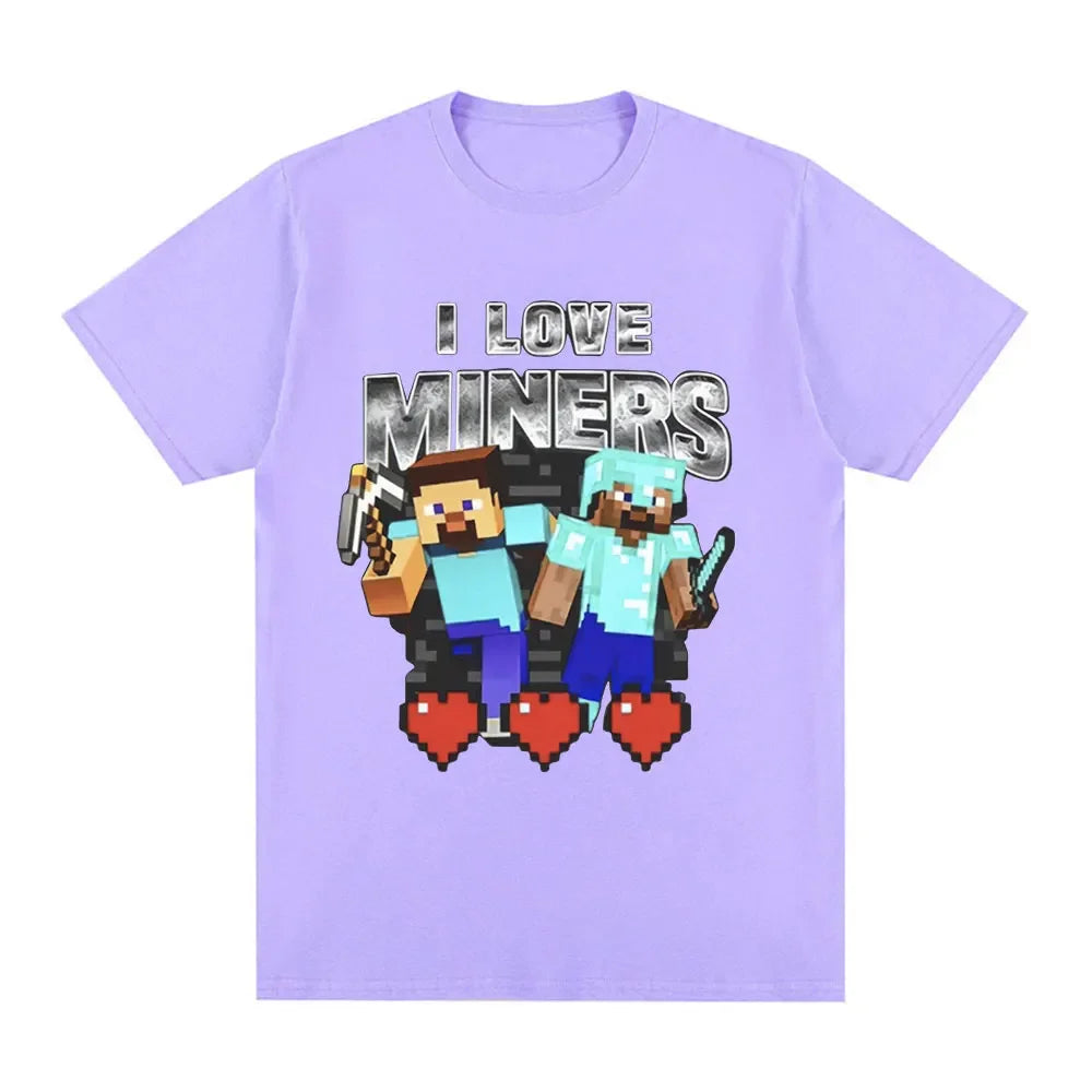 Koszulka Minecraft I Love Miners Fioletowy