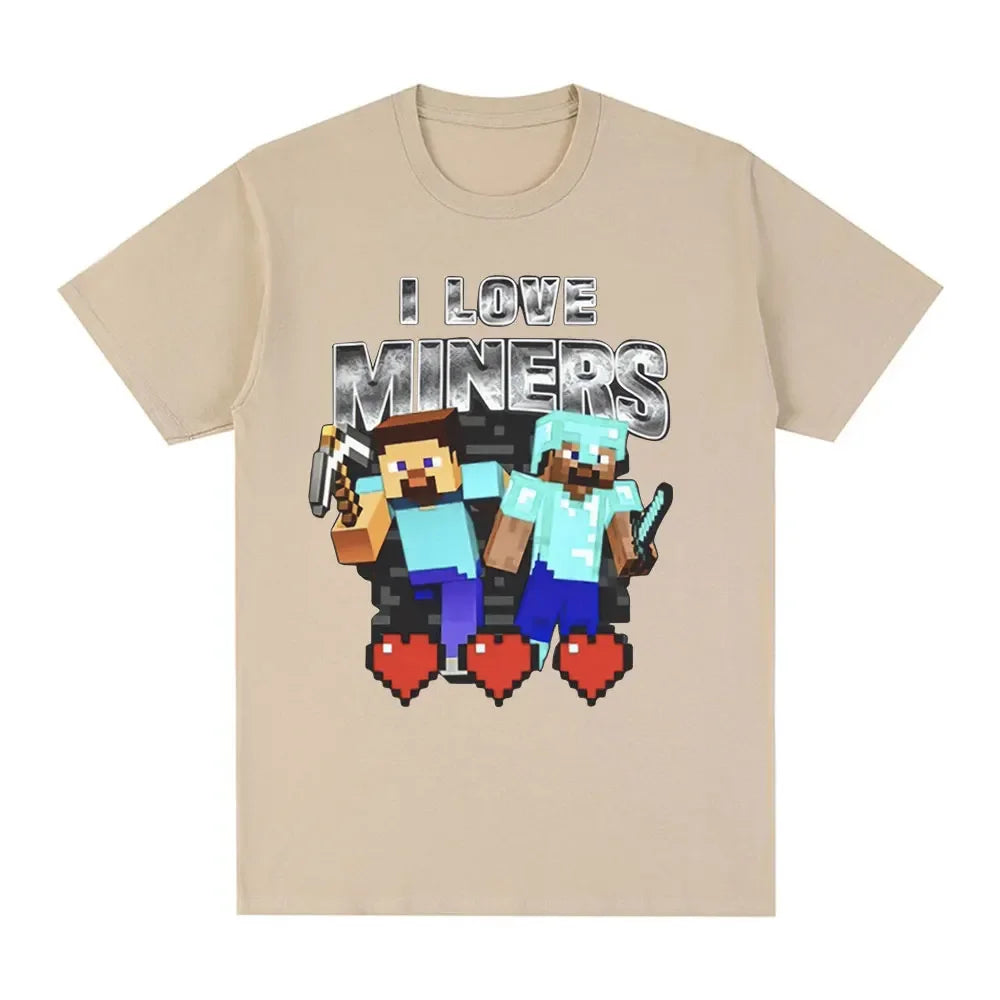 Koszulka Minecraft I Love Miners Beżowy