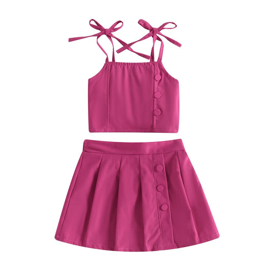 Śliczny komplet dla dziewczynki 2w1 z różową spódniczką i topem Śliczny komplet dla dziewczynki 2w1 z różową spódniczką i topem