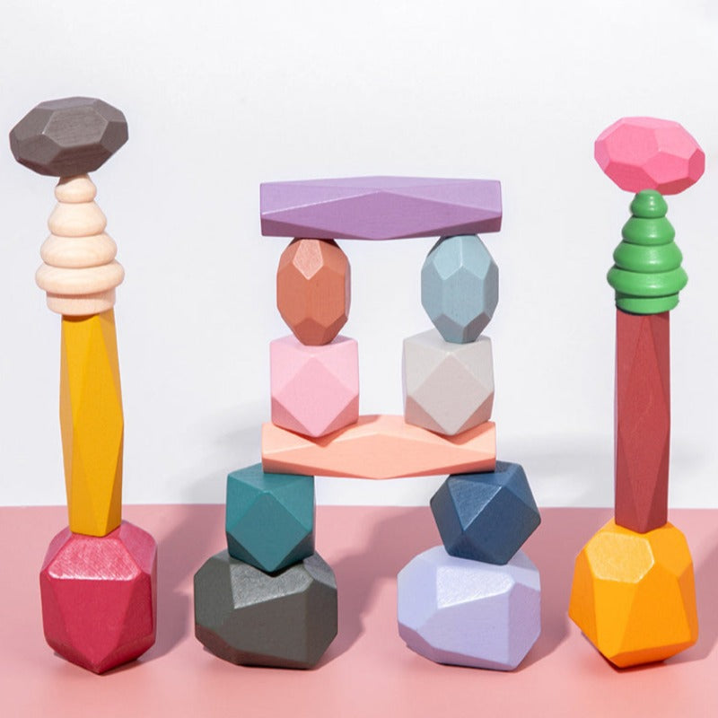 Zabawka drewniana kolorowe klocki figurki 3D Zabawka drewniana kolorowe klocki figurki 3D