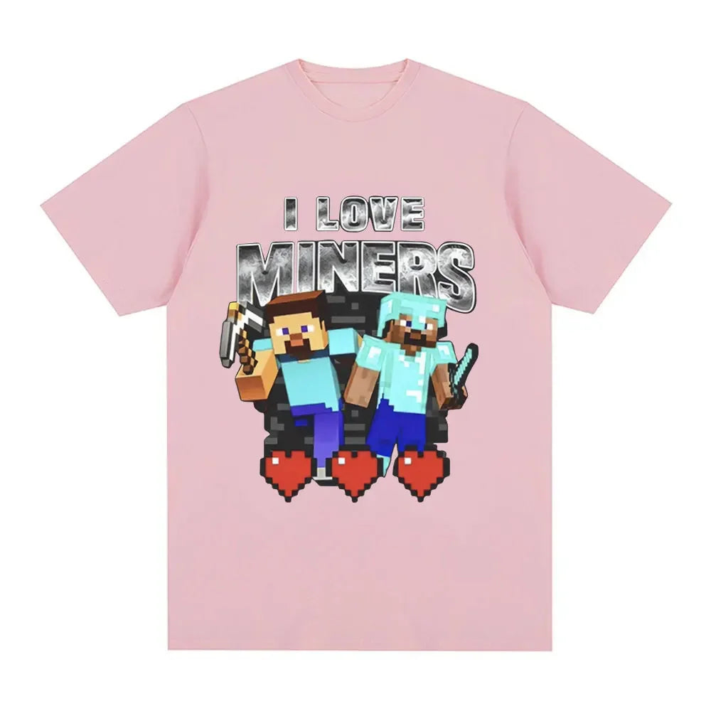 Koszulka Minecraft I Love Miners Różowy