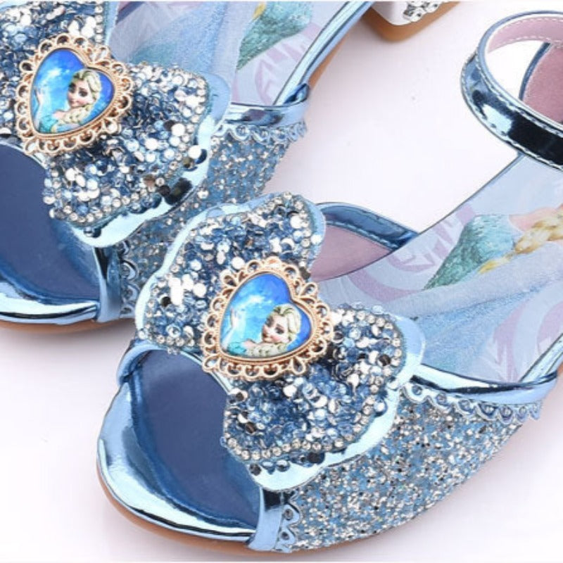 Buty dla dziewczynki błyszczące na obcasiku z kokardką Kraina Lodu