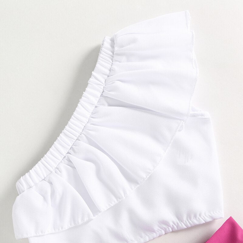 Śliczny komplet dla dziewczynki 2w1 z różową spódniczką i topem