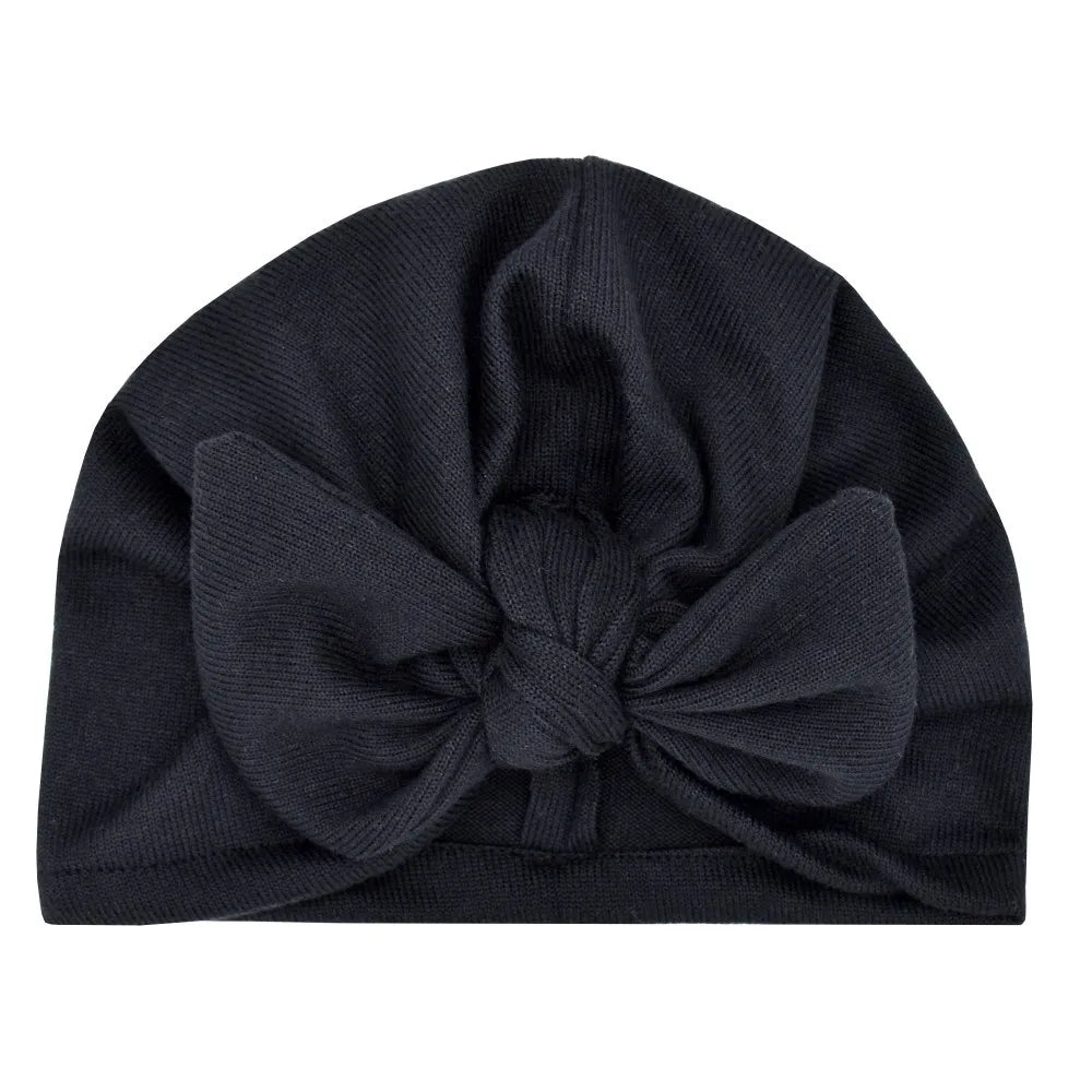 Czapeczka niemowlęca turban z kokardką Czarny Uniwersalny