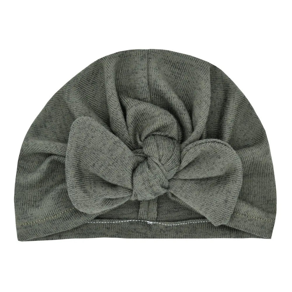 Czapeczka niemowlęca turban z kokardką Zielony Uniwersalny