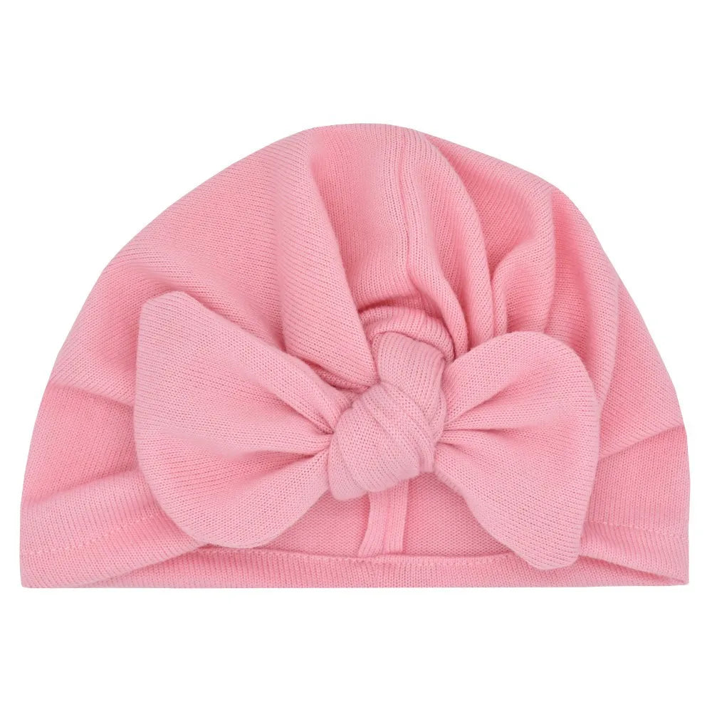 Czapeczka niemowlęca turban z kokardką Różowy Uniwersalny