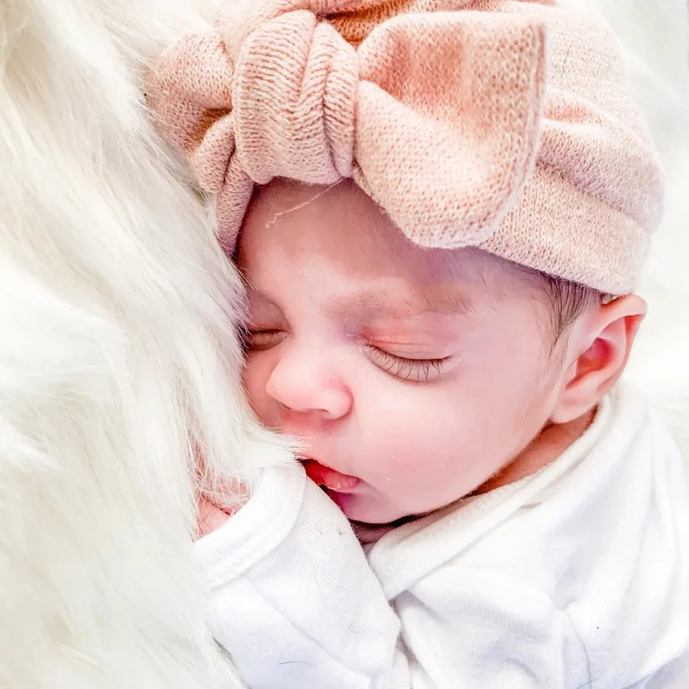 Czapeczka niemowlęca turban z kokardką