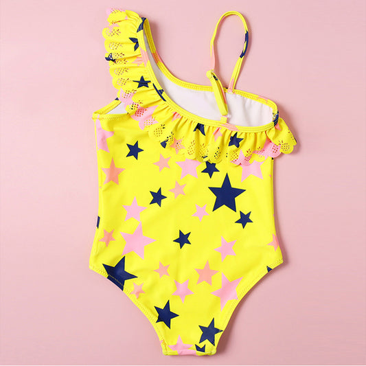 Uroczy jednoczęściowy strój kąpielowy dla dziewczynek w gwiazdki Uroczy jednoczęściowy strój kąpielowy dla dziewczynek w gwiazdki