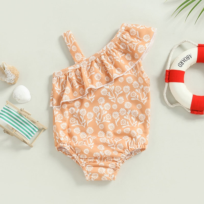 Jednoczęściowy strój kąpielowy dla niemowląt z falbanką