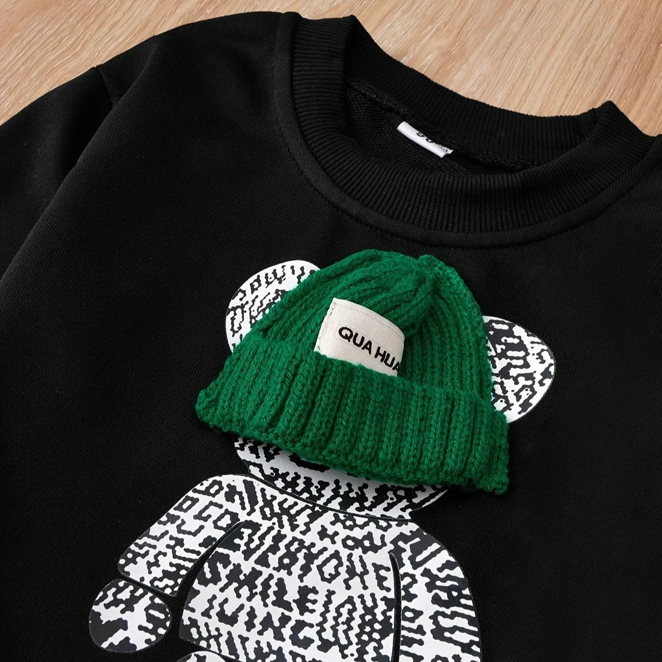 Komplet chłopięcy z bluzą crewneck z misiem - Miziu.pl