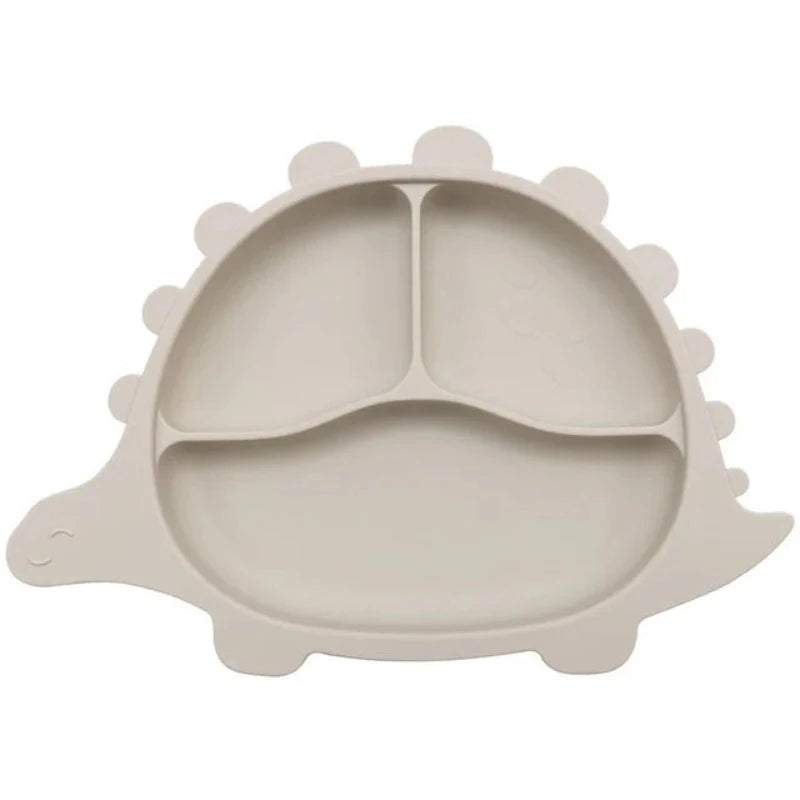 Silikonowy talerzyk w kształcie dinozaura z przegródkami Silikonowy talerzyk w kształcie dinozaura z przegródkami Beżowy 26.5x19cm
