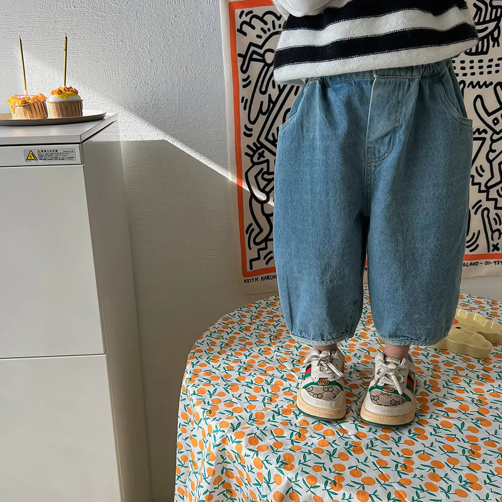 Spodnie niemowlęce baggy jeans Niebieski
