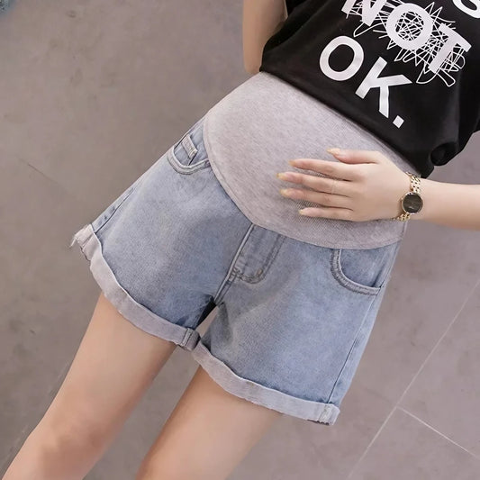 Szorty ciążowe z denimu z wysokim stanem Szorty ciążowe z denimu z wysokim stanem Niebieski