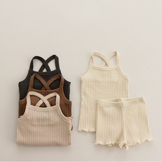 Piżama dziewczęca krótki komplet prążkowany Piżama dziewczęca krótki komplet prążkowany