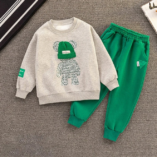 Komplet chłopięcy z bluzą crewneck z misiem Komplet chłopięcy z bluzą crewneck z misiem
