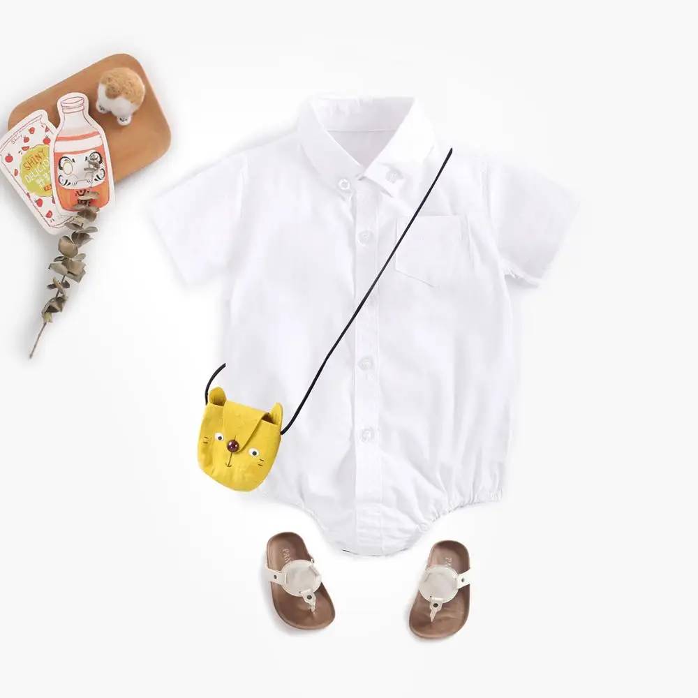 Koszula niemowlęca w formie body z kieszonką Koszula niemowlęca w formie body z kieszonką Biały