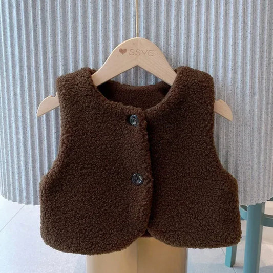 Pluszowy bezrękawnik dziewczęcy Pluszowy bezrękawnik dziewczęcy