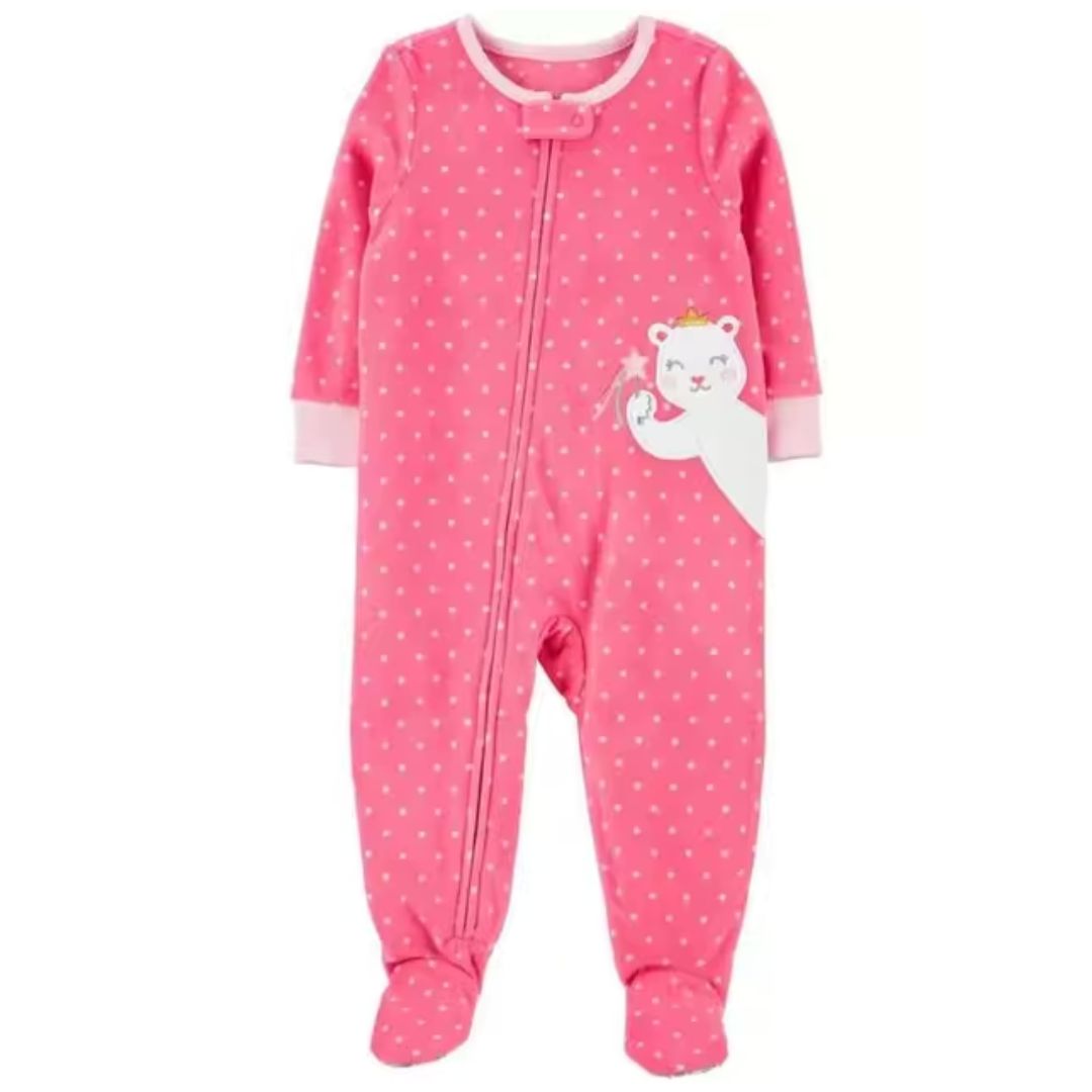 Śliczne niemowlęce pajacyki dla dziewczynki z kolorowymi wzorkami Różowy miś