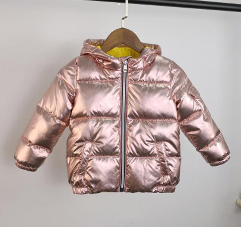 Błyszcząca kurtka puchowa na zimę Różowa