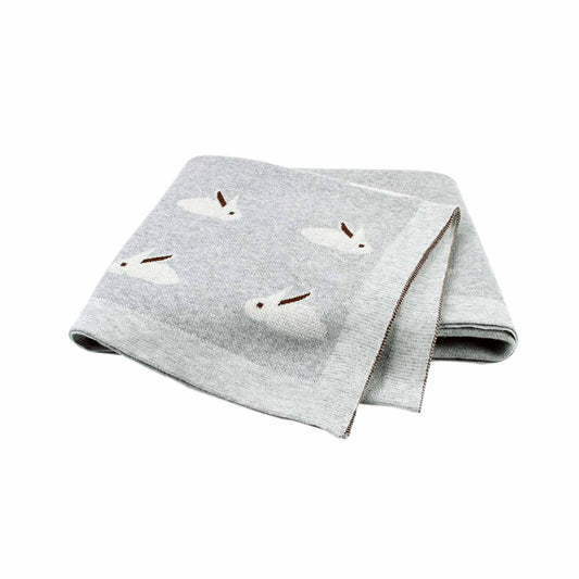 Mięciutki kocyk dzianinowy w króliki 100x80cm Mięciutki kocyk dzianinowy w króliki 100x80cm Szary