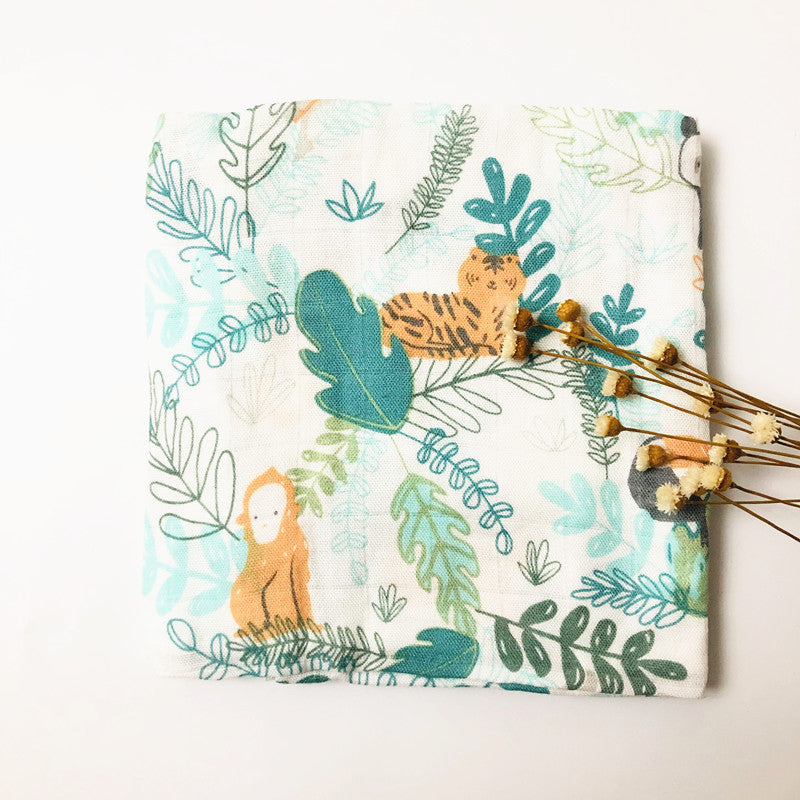 Bambusowy kocyk muślinowy 60x60cm Tygrys i małpka